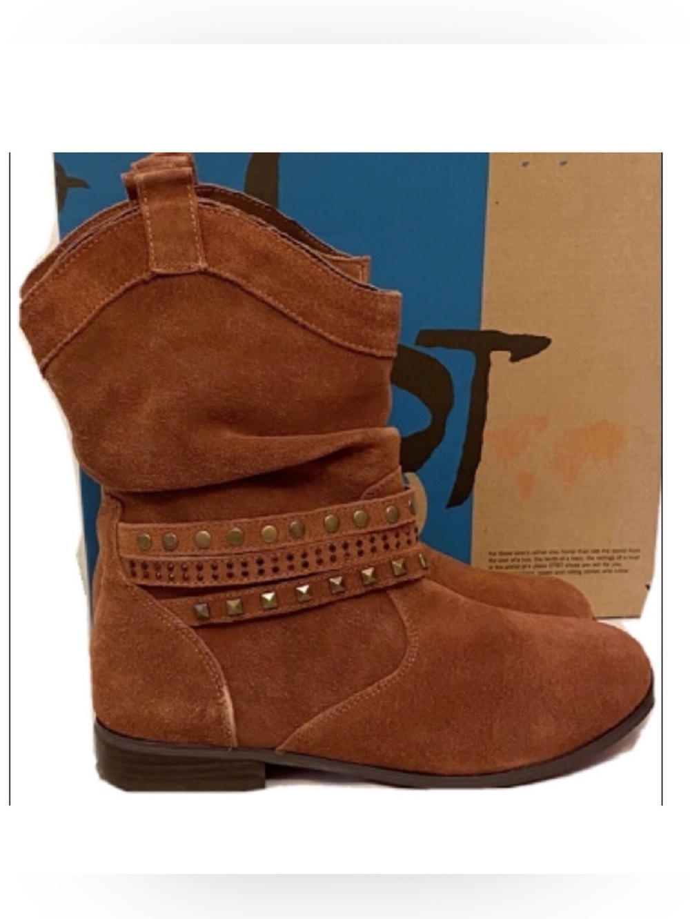 OTBT Suede Burnt Sienna Slouch Ankle Boots 6.5 Boho Hippie Slouchy